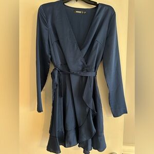 Missguided Deep Blue V-Neck Dress